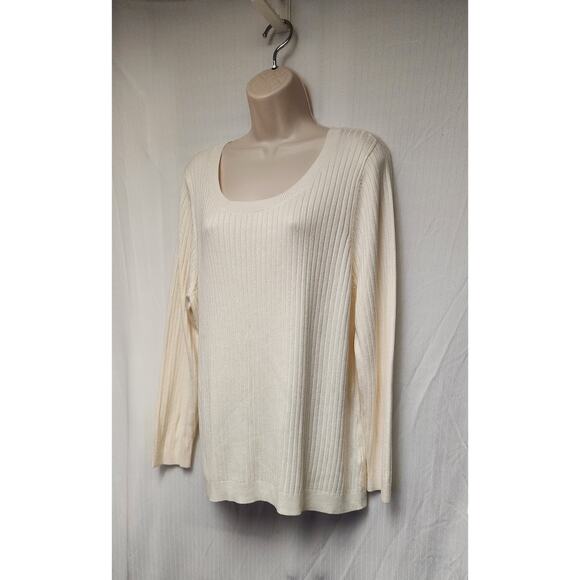 Soft Surroundings Soft Essential Ribbed Pullover Sweater Size 1X Color Off White - Picture 3 of 9